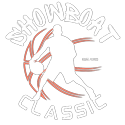 Showboat Classic Logo - Sillouhette of a basketball player between the words Showboat Classic and in front of a large basketball