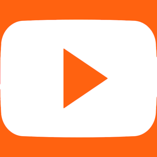 YouTube logo in front of an orange background